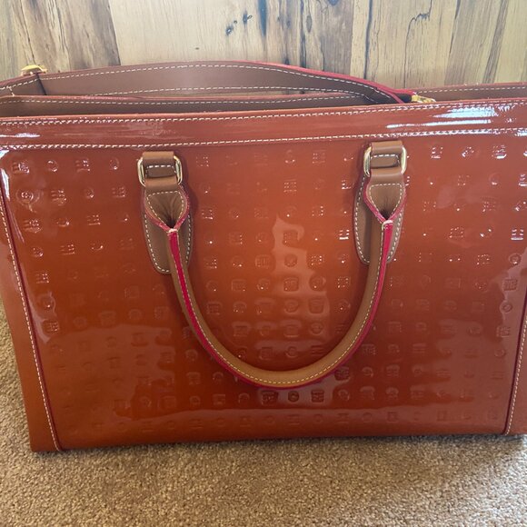 Arcadia Italian Vacchetta Trims Patent Leather Satchel TOTE - Picture 4 of 6